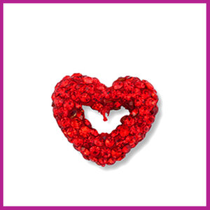Acryl kraal met strass hart red