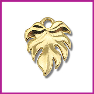 RVS stainless steel bedel tropisch blad goud