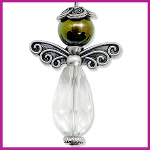 DIY pakketje geluksengel M Zilver crystal