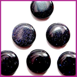 Goudsteen blauw kraal rond plat 14mm