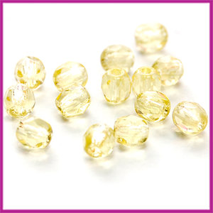Glaskraal Tsjechisch facet 4mm jonquil geel
