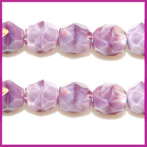 Glaskraal Tsjechisch facet 6mm fire-polished paars melange