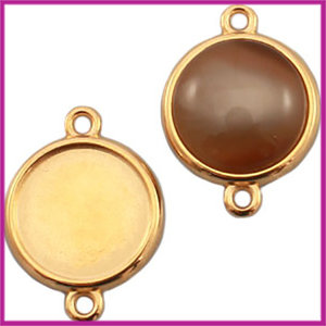 DQ metaal setting 2 ogen voor 20mm cabochon Goud