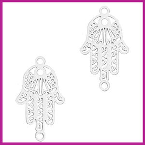 Bohemian metaal tussenstuk Hamsa hand zilver