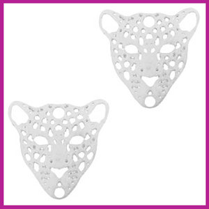 Bohemian metaal bedel / tussenstuk leopard zilver