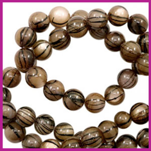 Schelp kraal rond &Oslash;6 mm Black line brown