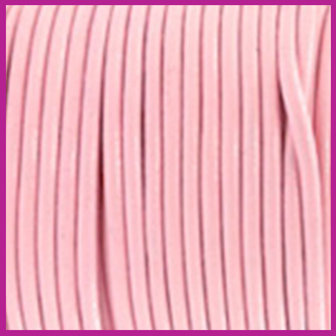 DQ leer rond 2 mm Blossom pink metallic per 50cm