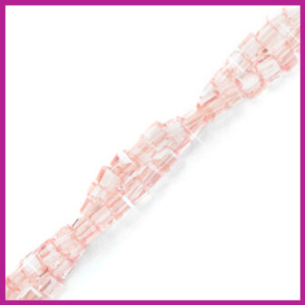Glaskraal facet cube 2x2mm Blossom pink crystal
