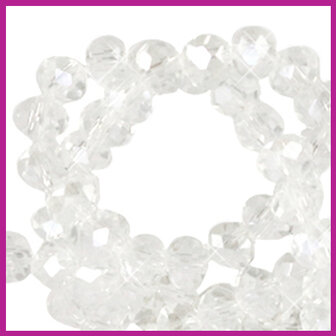 Glaskraal top facet disc 6x4mm Crystal pearl shine