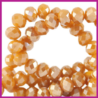 Glaskraal top facet disc 4x3mm Bleached apricot orange pearl shine