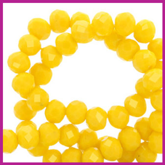 Glaskraal top facet disc 6x4mm Vibrant yellow pearl shine