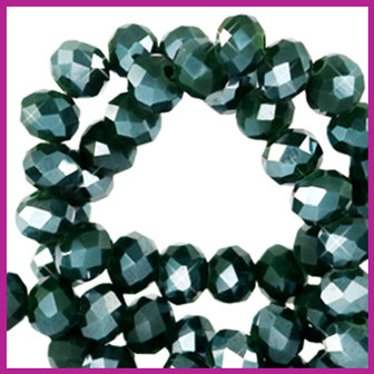 Glaskraal top facet disc 6x4mm Eden green pearl shine