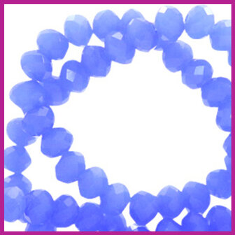 Glaskraal top facet disc 6x4mm Provence blue pearl shine
