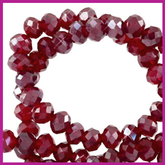 Glaskraal top facet disc 6x4mm Salsa red pearl shine