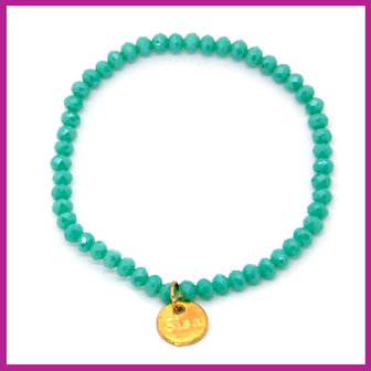 Sisa top facet armbandje 4x3mm turquoise green-pearl shine