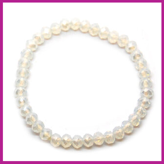 Sisa top facet armbandje 6x4mm white opal pearl shine