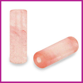 Natuursteen kraal tube rond rose pink