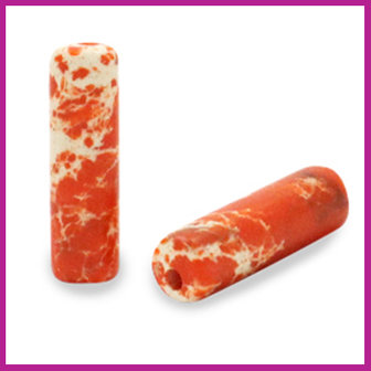 Natuursteen kraal tube rond coral orange