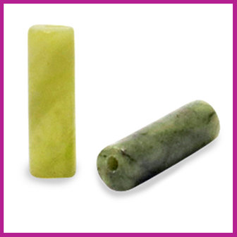 Natuursteen kraal tube rond Jade mustard green