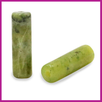 Natuursteen kraal tube rond Jade olive green