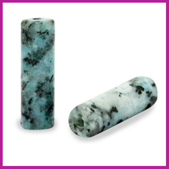 Natuursteen kraal tube rond turquoise marmer