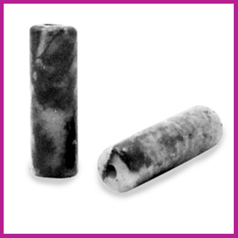 Natuursteen kraal tube rond black white marmer