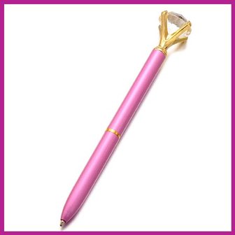 Hippe metalen balpen diamant fuchsia roze