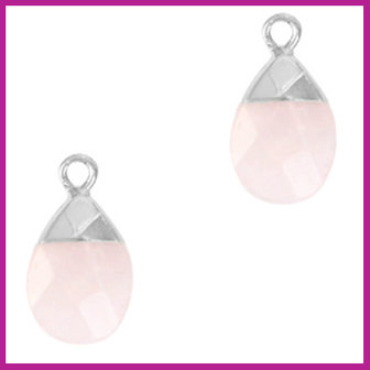 Natuursteen hanger icy pink zilver