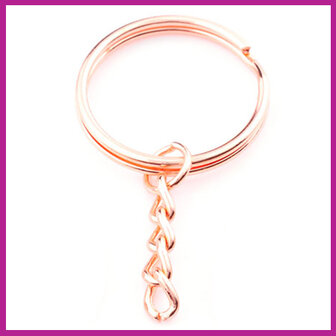 Sleutelhanger ring chain 28mm Rosegold