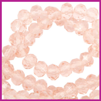 Glaskraal top facet disc 6x4mm Peachy rose pearl shine