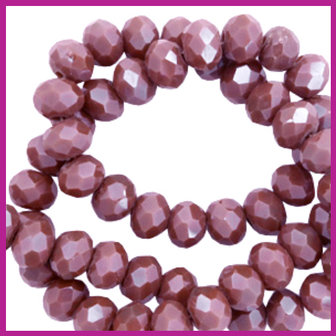 Glaskraal top facet disc 6x4mm Tawny purple pearl shine