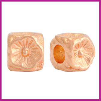 DQ metaal kraal bloem cube 5mm Rosegold