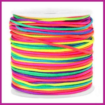 Macram&eacute; draad &Oslash;1,5mm neon rainbow