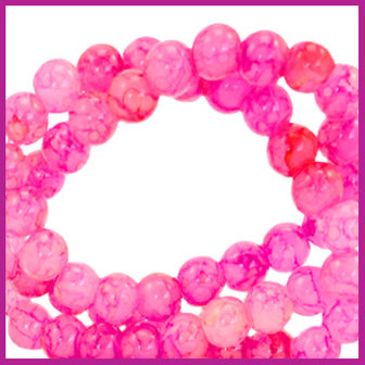 Glaskraal gem&ecirc;leerd &Oslash;6mm hot pink