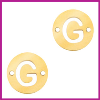 RVS stainless steel tussenstuk initial coin goud G