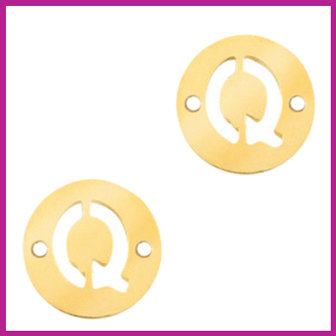 RVS stainless steel tussenstuk initial coin goud Q