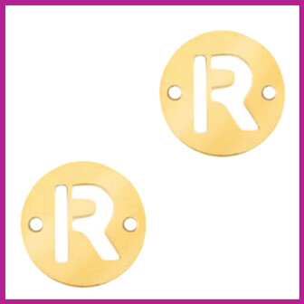 RVS stainless steel tussenstuk initial coin goud R