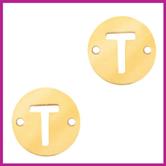 RVS stainless steel tussenstuk initial coin goud T