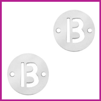 RVS stainless steel tussenstuk initial coin zilver B