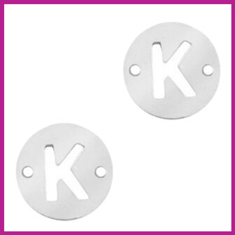 RVS stainless steel tussenstuk initial coin zilver K