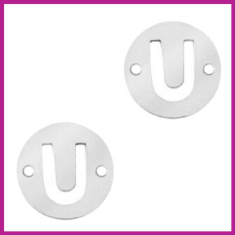 RVS stainless steel tussenstuk initial coin zilver U