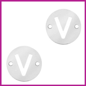 RVS stainless steel tussenstuk initial coin zilver V