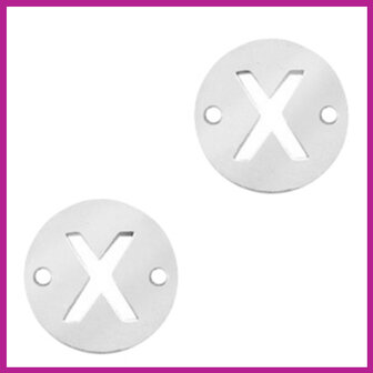 RVS stainless steel tussenstuk initial coin zilver X