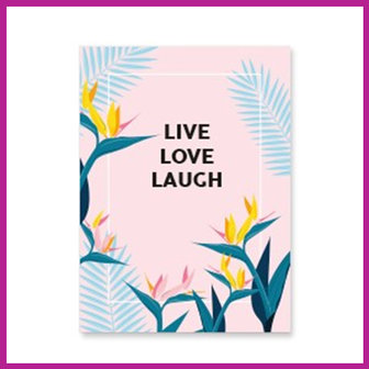 Sieraden kaartje &quot;Live Love Laugh&quot; pink-blue