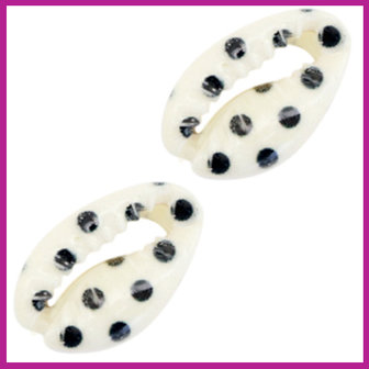 Schelp kralen specials Kauri black white dots