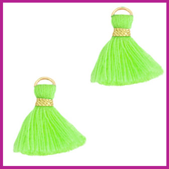 Kwastje 1.5cm goud neon green