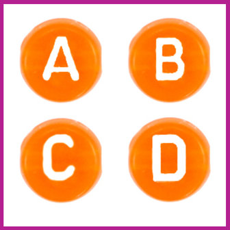 Letterkralenmix acryl transparant oranje/wit rond 7mm 