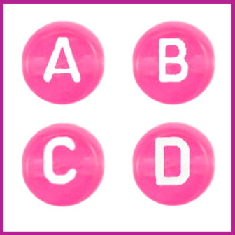 Letterkralenmix acryl transparant roze/wit rond 7mm 