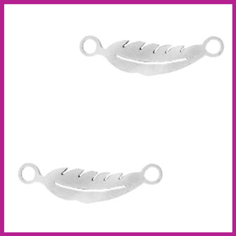 RVS stainless steel bedel/tussenstuk veertje zilver