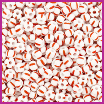 Preciosa rocailles 8/0 white-red 03890